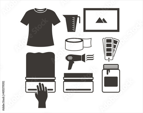 screen printing icon set.