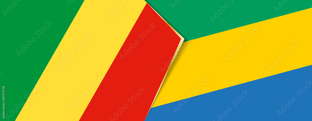 Congo and Gabon flags, two vector flags. Congo and Gabon flags, two vector flags.
