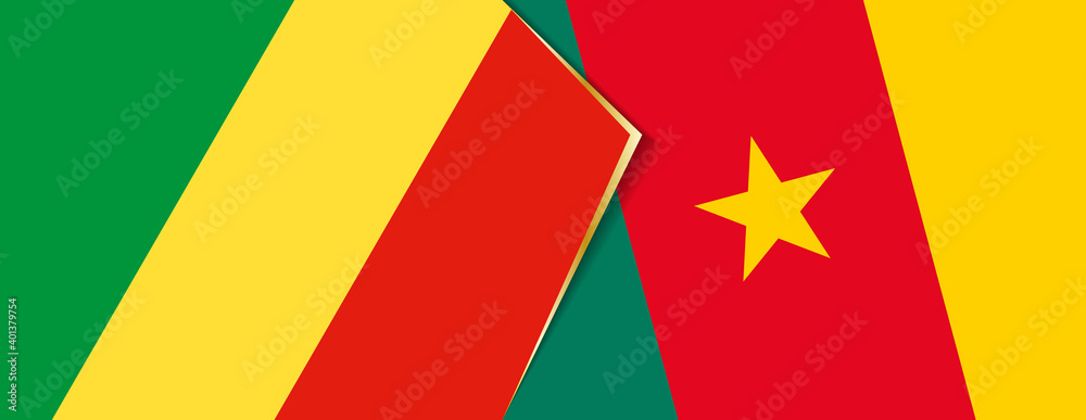 Congo and Cameroon flags, two vector flags. Congo and Cameroon flags, two vector flags.