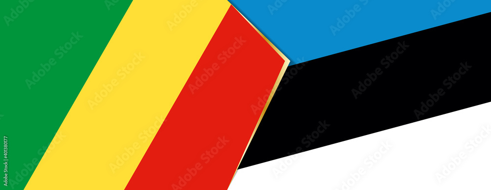 Congo and Estonia flags, two vector flags. Congo and Estonia flags, two vector flags.