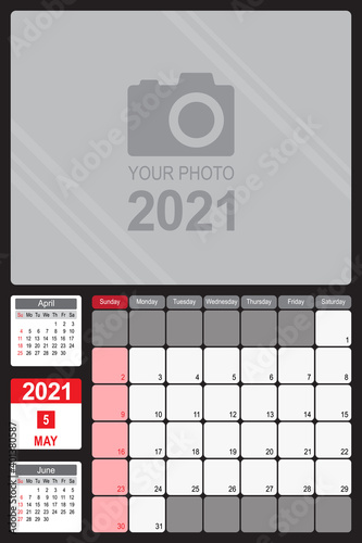 May 2021 Calendar Monthly Planner Design