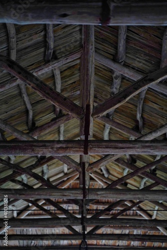 Old wooden roof structure