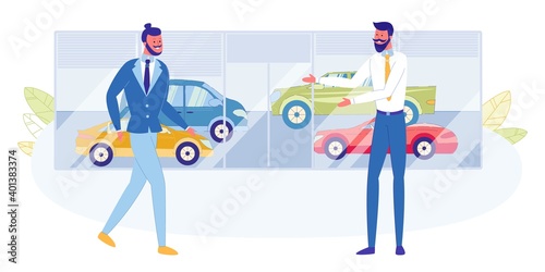 Choosing and Buying Car Flat Vector Concept