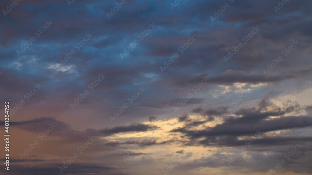 Ciel chargé en soirée, essentiellement composé de nuages en nappe de moyenne altitude