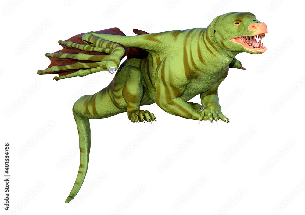 Fototapeta premium 3D Rendering Fairy Tale Dragon on White