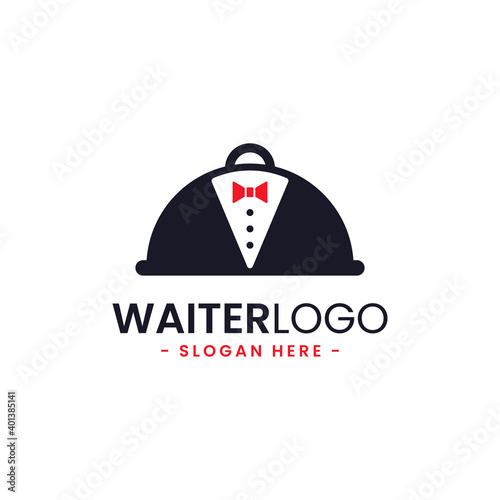 Waiter Logo Design Template. Butler icon vector. Professional hotel restaurant service logo.