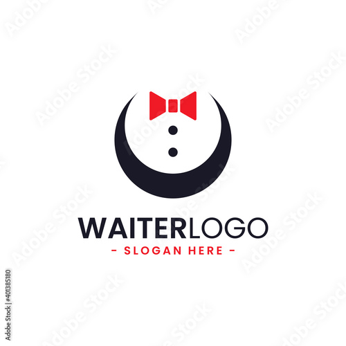 Waiter Logo Design Template. Butler icon vector. Professional hotel restaurant service logo.