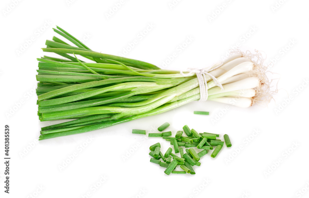 fresh scallion isolated on a white background fresh scallion isolated on a white background