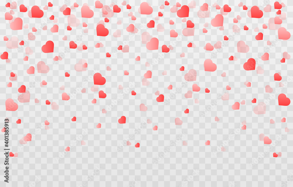 Vector confetti made from hearts. Hearts fall from the sky on an isolated transparent background. Heart, confetti png. Valentine's Day. Vector confetti made from hearts. Hearts fall from the sky on an isolated transparent background. Heart, confetti png. Valentine's Day.