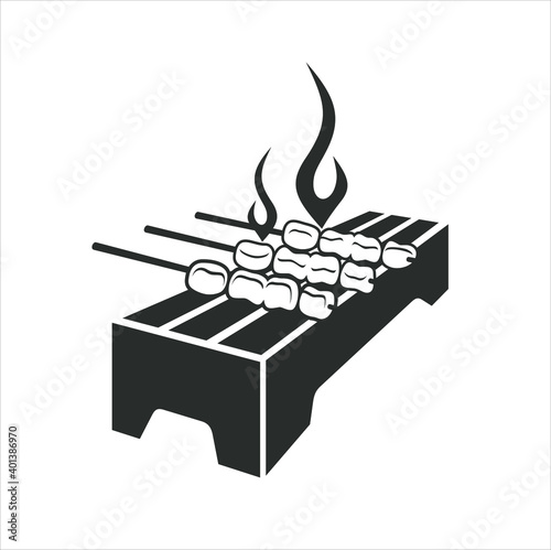 asian food menu, satay icon.