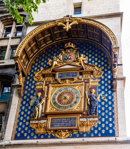 Conciergerie Clock (Horloge) which are located on the building Palace Of Justice (Palais de Justice), Paris, France.