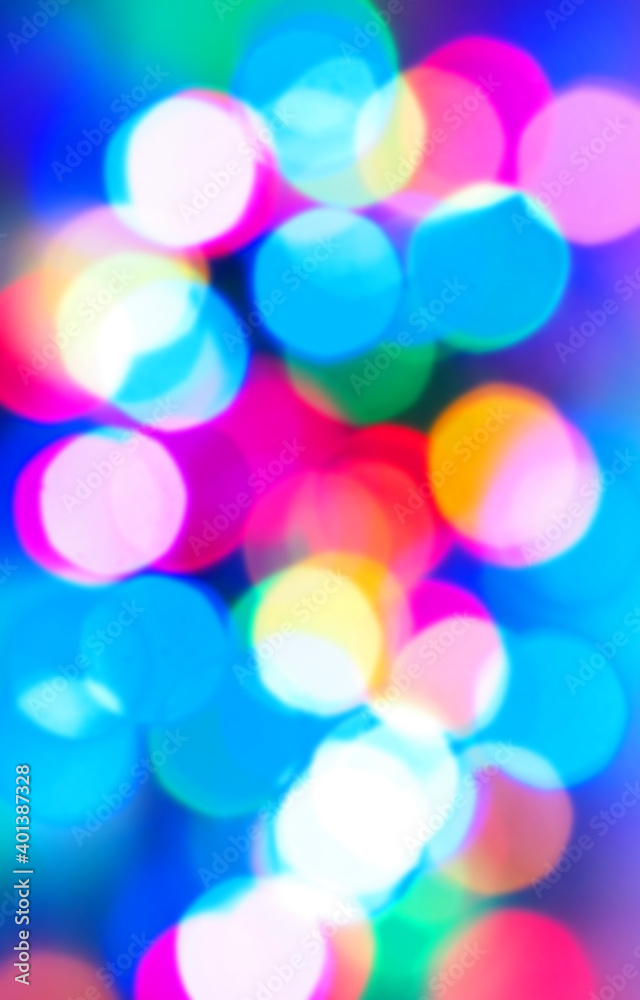 Bokeh of christmas garland. Lights of garland in bokeh. Bokeh of christmas garland. Lights of garland in bokeh.