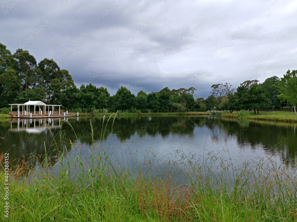 Beautiful morning view of a pond with reflections of trees and dark clouds on water, Fagan park, Galston, Sydney, New South Wales, Australia
Beautiful morning view of a pond with reflections of trees and dark clouds on water, Fagan park, Galston, Sydney, New South Wales, Australia