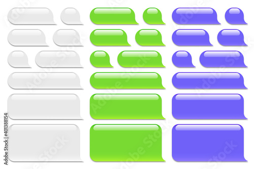Blank vector message bubbles. Chat or messenger speech bubble. SMS text frame. Short message sending.