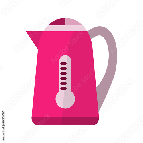 Electric kettle icon on white background. color editable