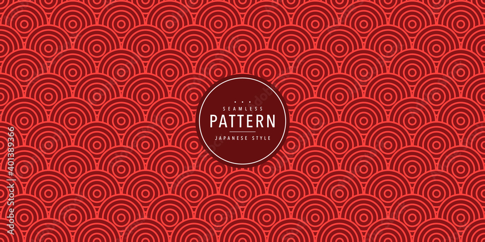 Japanese seamless round pattern. Traditional Chinese texture. Oriental New Year background. Vector illustration. 