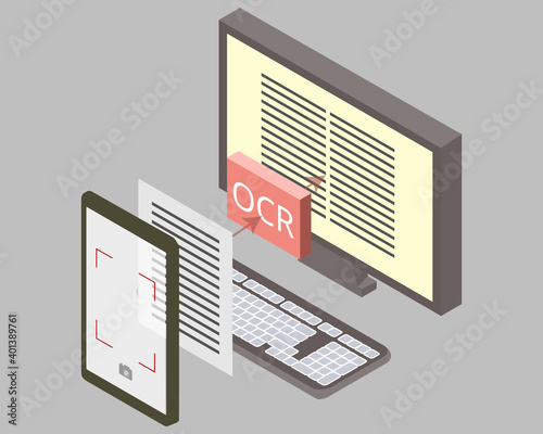 Optical Character Recognition (OCR) technology by recognize text from photo vector photo