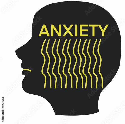 Anxiety, logo, depression and mindfulness awareness concept. Irritation, anger and also for depression, anxiety, mental disorders.