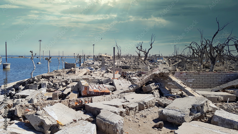 ruins of town destroyed by water ruins of town destroyed by water