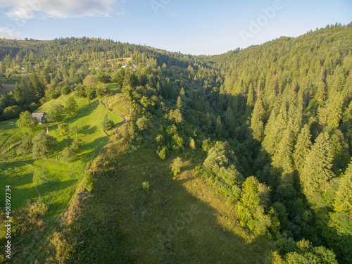 Aerial View of Great Green Ridge Wooded Mountain Landscape photo