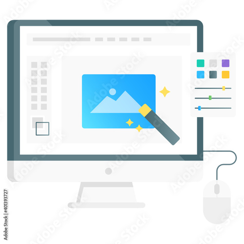 
Flat gradient concept icon of photo retouching 
