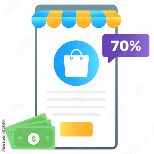 
Mobile app, gradient vector of shopping app design 
