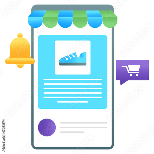 Mcommerce alert, gradient vector of order notification 