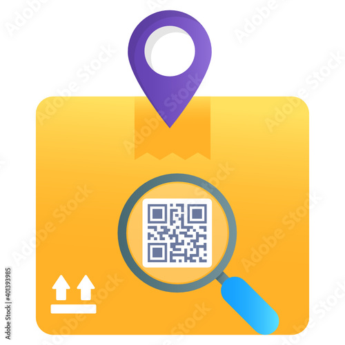 
location pointer over cardboard, order tracking vector of gradient design 
