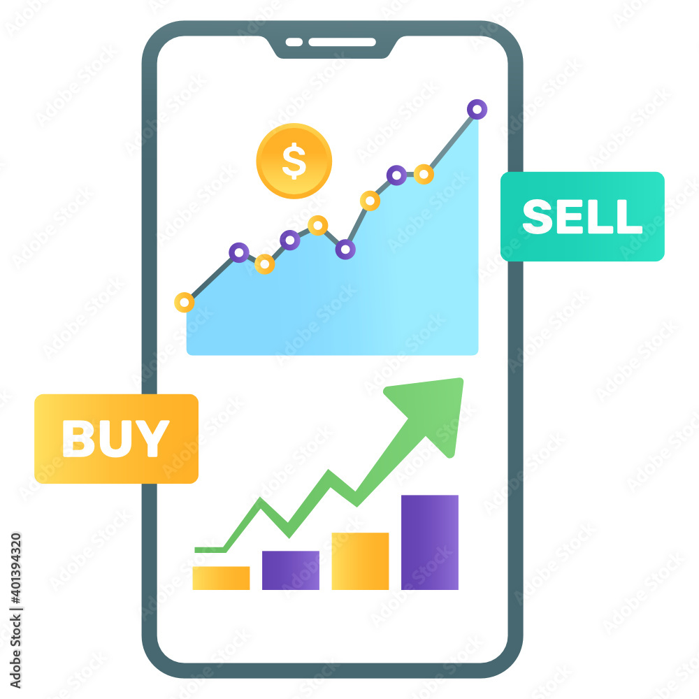 Sales mobile app, gradient vector of online trading
Sales mobile app, gradient vector of online trading