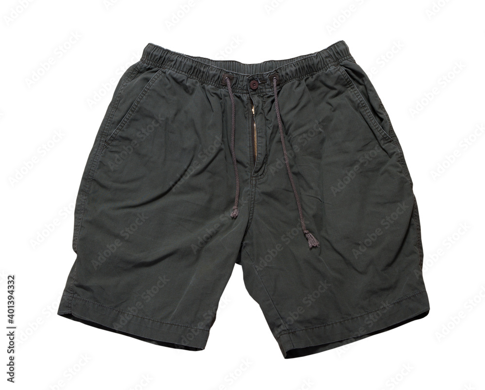 green shorts isolated on white background close up green shorts isolated on white background close up