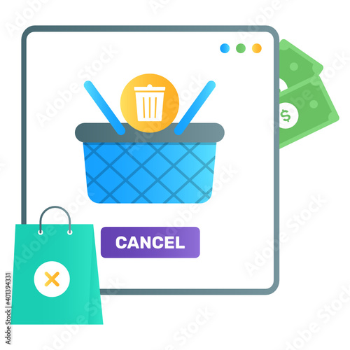 
Online cancel order of gradient vector design, eshopping concept  
