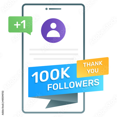
Customer satisfactory response on a social app denoting  followers in flat gradient 
