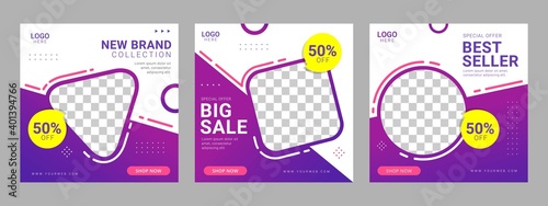 Social media post square banner template for fitness studio promotion digital marketing