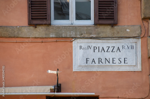 Street plate, piazza farnese