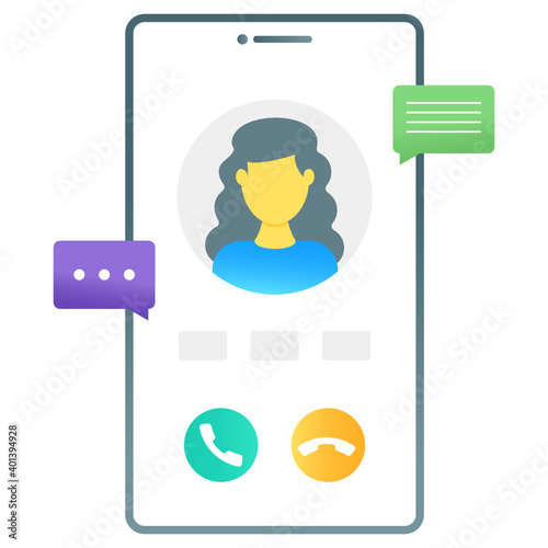 
Video chatting conceptual icon in flat gradient style, mobile video call 
