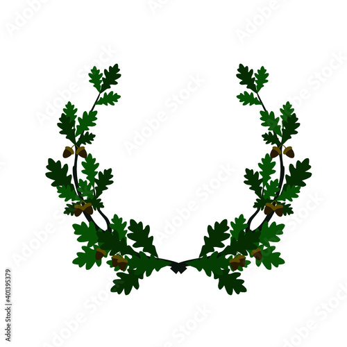 Wreath with oak leaves with acorns
