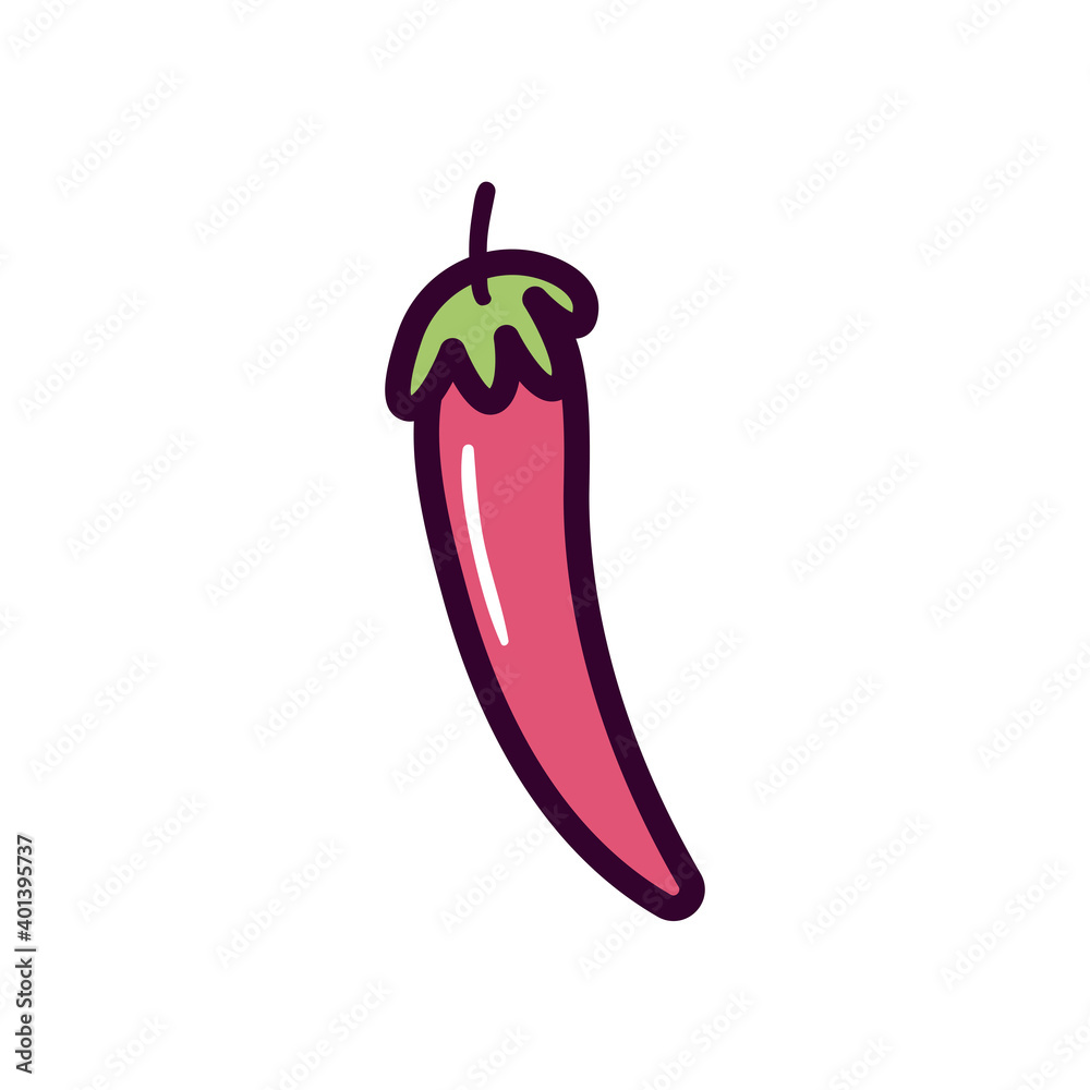 chilli vegetable line and fill style icon vector design chilli vegetable line and fill style icon vector design