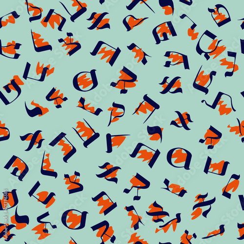 Hebrew lettering design simulating an animal print texture. Pattern seamless for the textile industry.