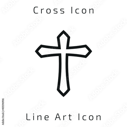 Line Art Christian Cross Icon Icon Using For Your Presentation, Website And Application