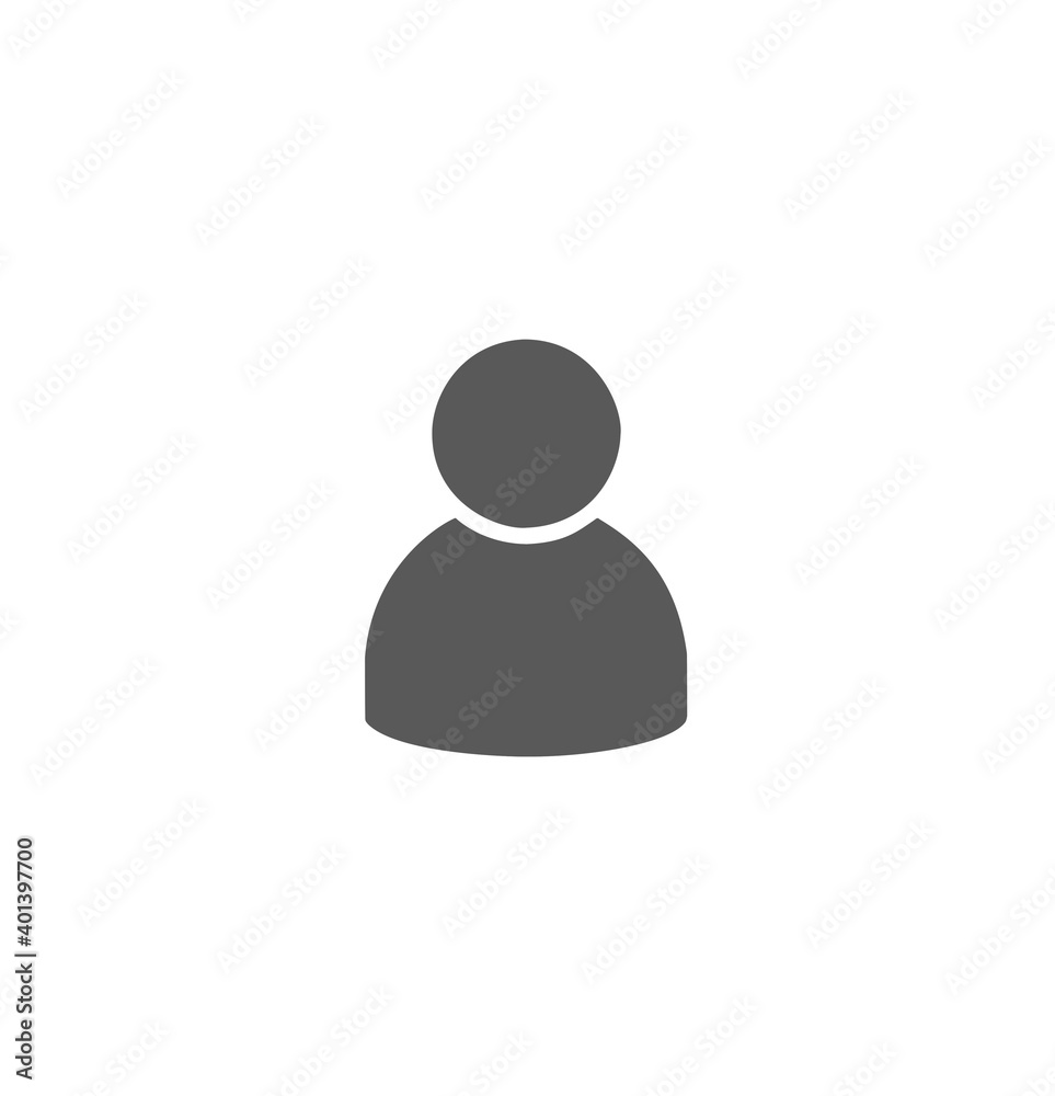 Grey flat icon on man isolated on white background Grey flat icon on man isolated on white background