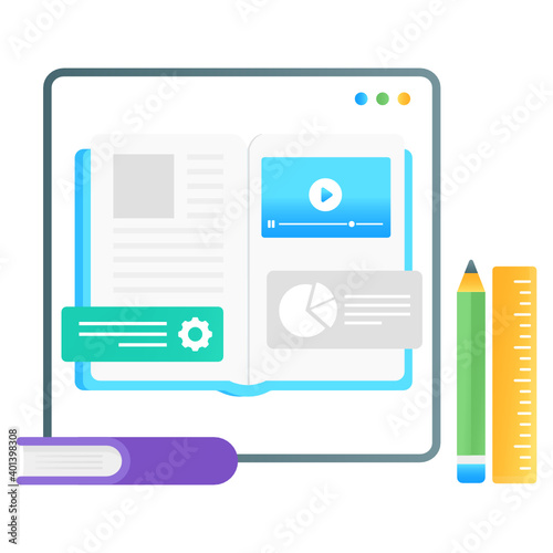 
Video learning conceptual video streaming flat gradient vector
