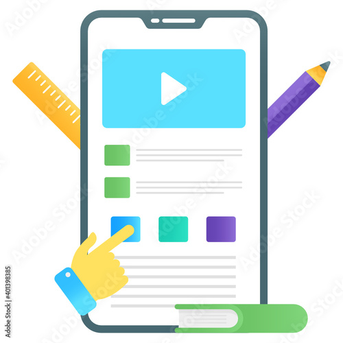 
Mobile video lecture in flat gradient editable style 
