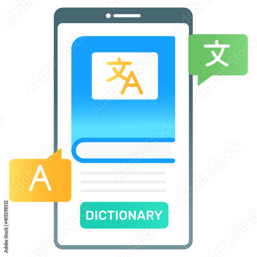 
Modern flat gradient vector of mobile dictionary 
