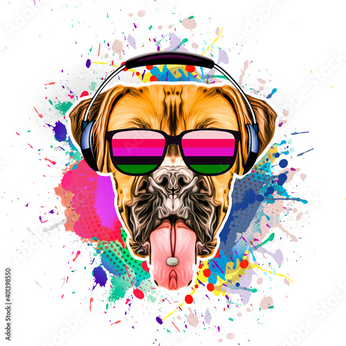 illustration of a dog with colorful splashes