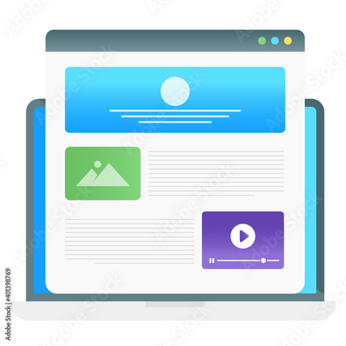 
Gradient vector of page content, website media design 
