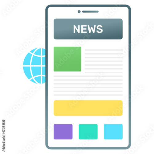 
Mobile printed media, gradient vector of news app 
