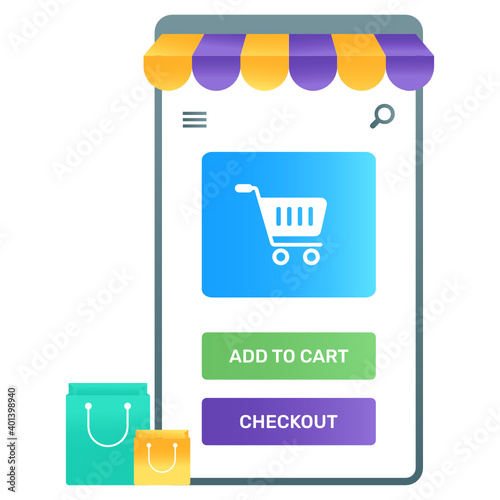 
Mobile app, flat gradient vector of shopping app design 
