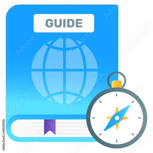 
Travel guide book flat gradient concept icon, visitors guidance 

