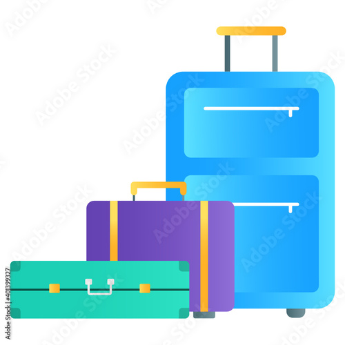 
Flat gradient vector of luggage, travelling baggage
