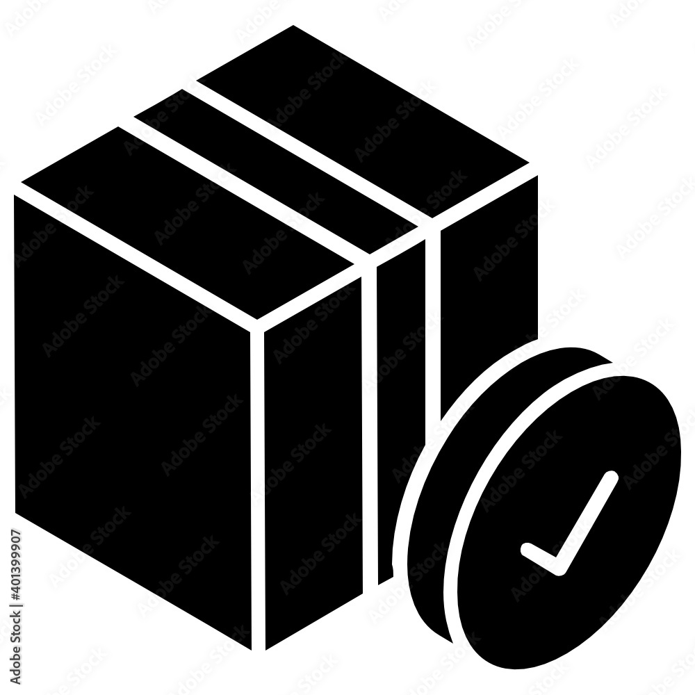 Cardboard with tick mark, verified parcel icon
Cardboard with tick mark, verified parcel icon